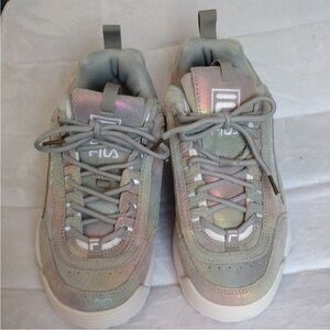 Fila Holographic Sneakers with Gray and Silver Accents